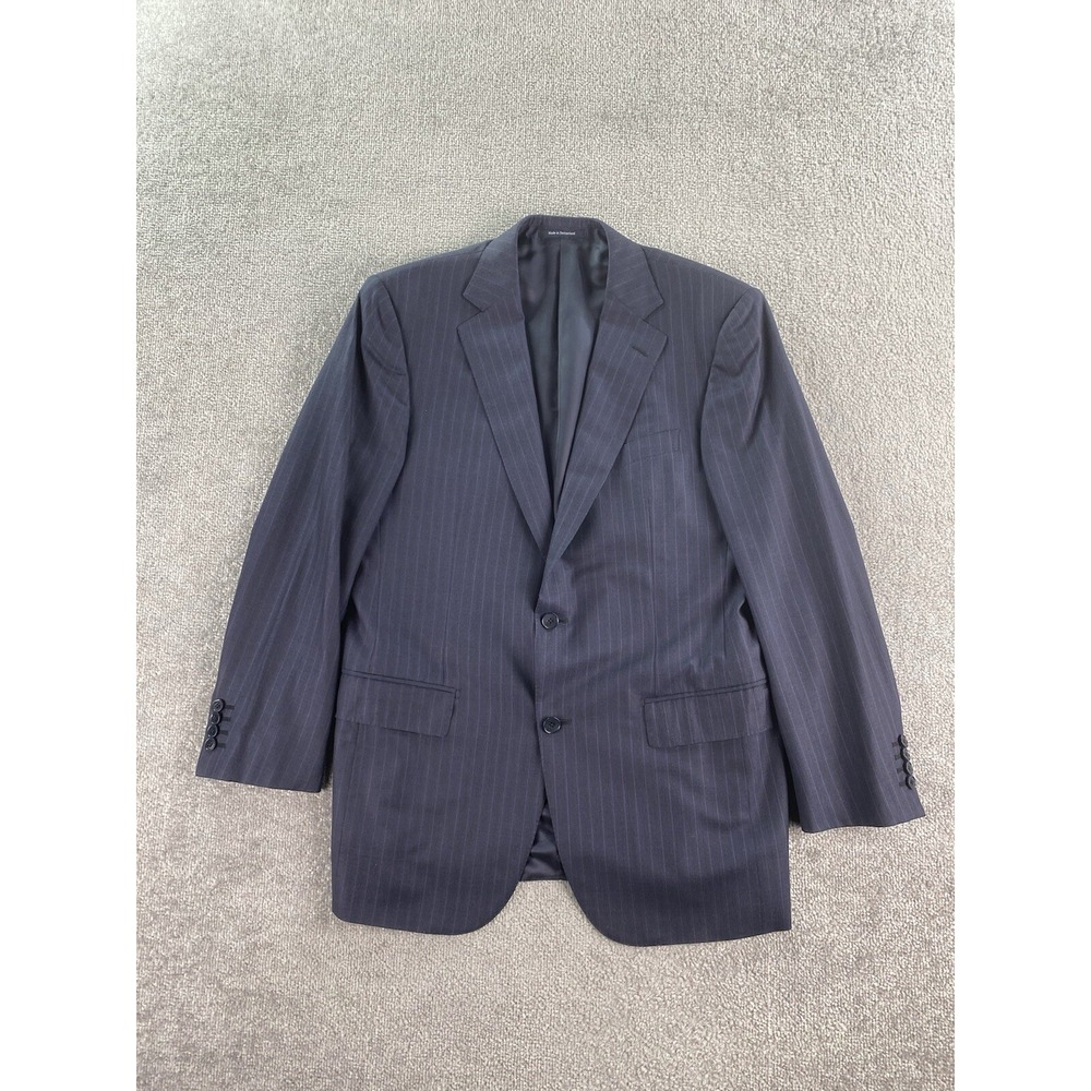Ermenegildo Zegna Suit Jacket Mens 40 R Blue Wool Striped Luxury Trofeo 600